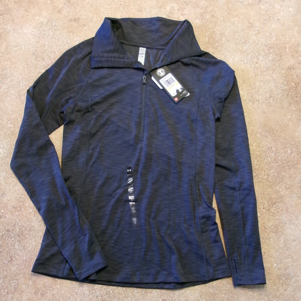 Under Armour ColdGear, Fitted, Half Zipper Pull over Gray, Medium, New